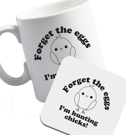 10 oz Favourite Type Pan Pancake ceramic mug and coaster set right handed