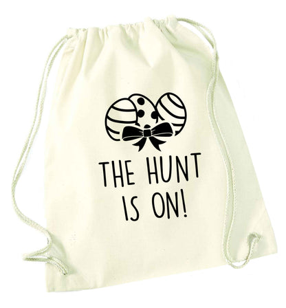 The hunt is on natural drawstring bag