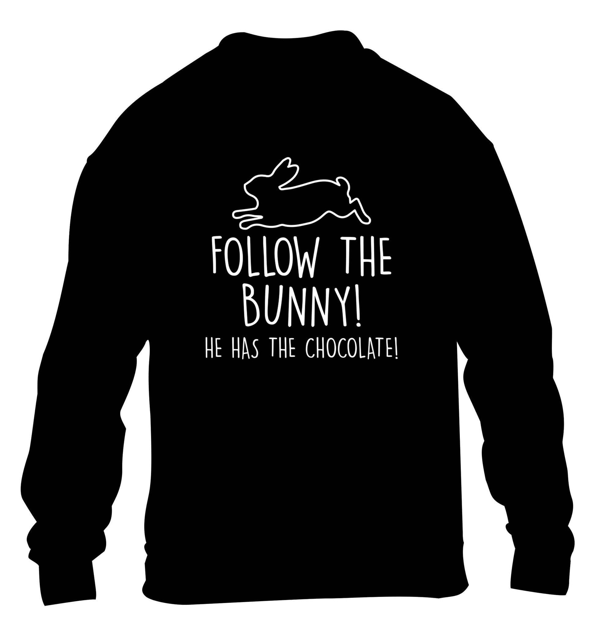 Follow the bunny! He has the chocolate children's black sweater 12-13 Years