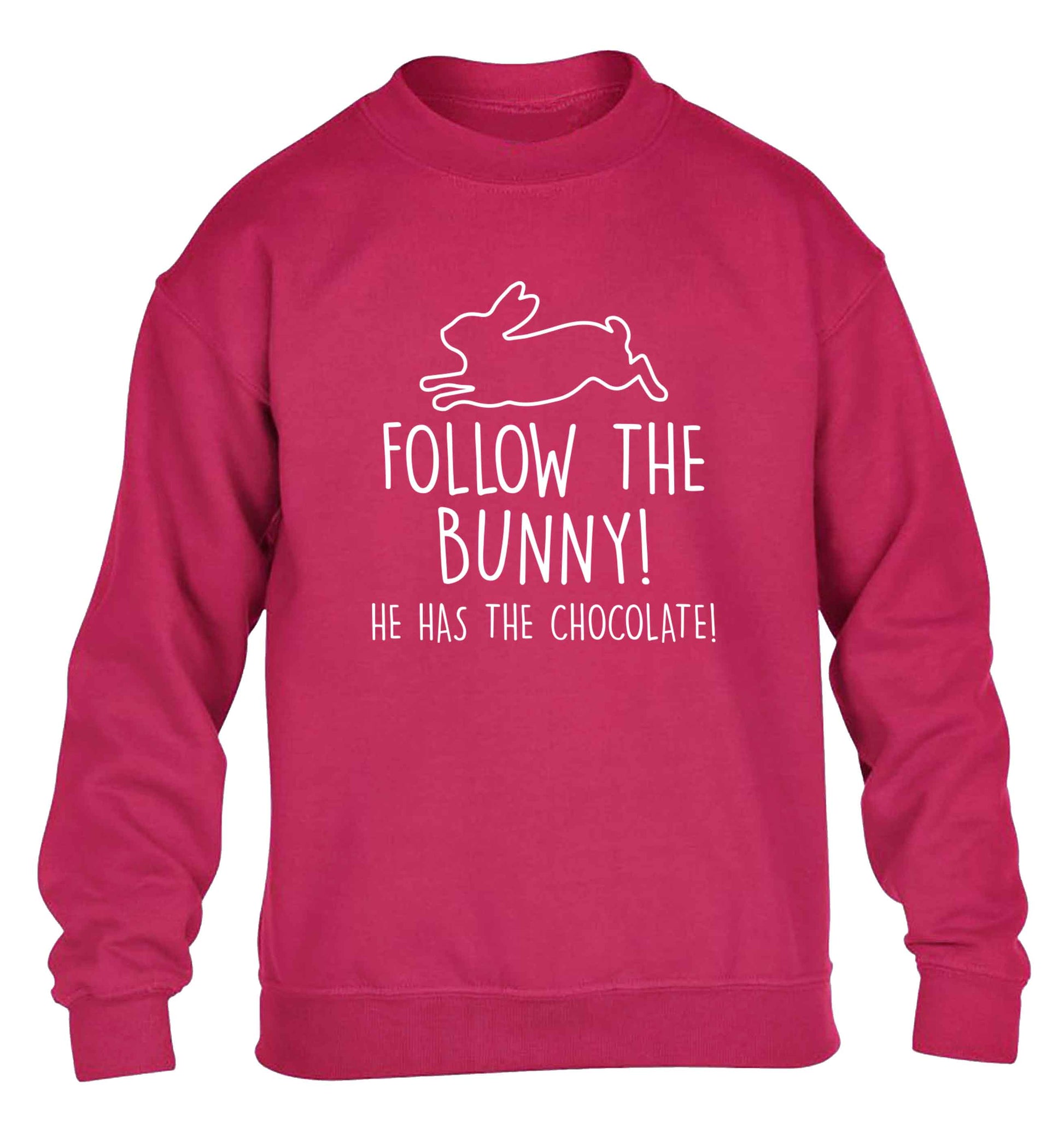 Follow the bunny! He has the chocolate children's pink sweater 12-13 Years