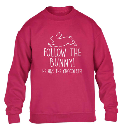 Follow the bunny! He has the chocolate children's pink sweater 12-13 Years