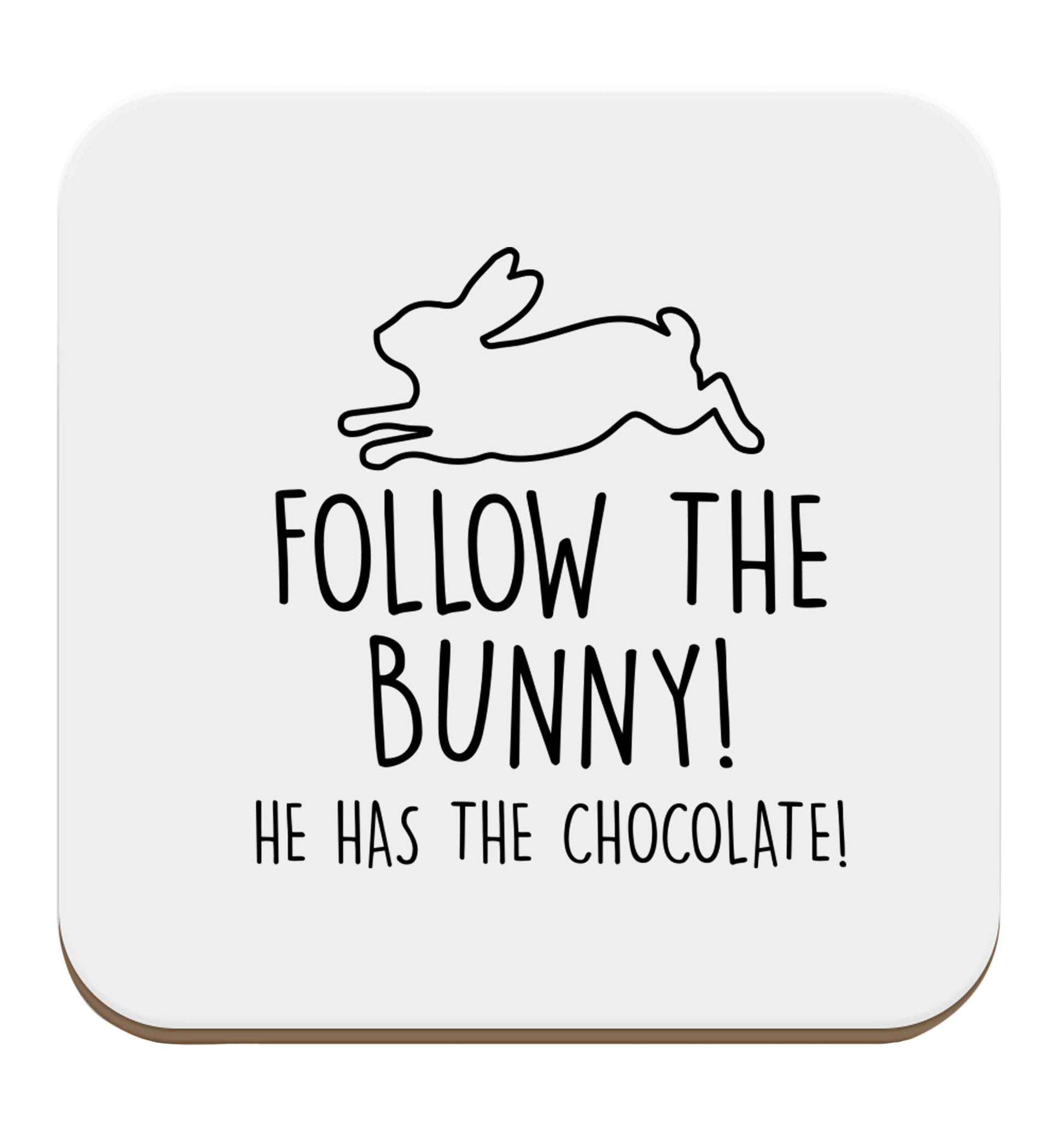 Follow the bunny! He has the chocolate set of four coasters
