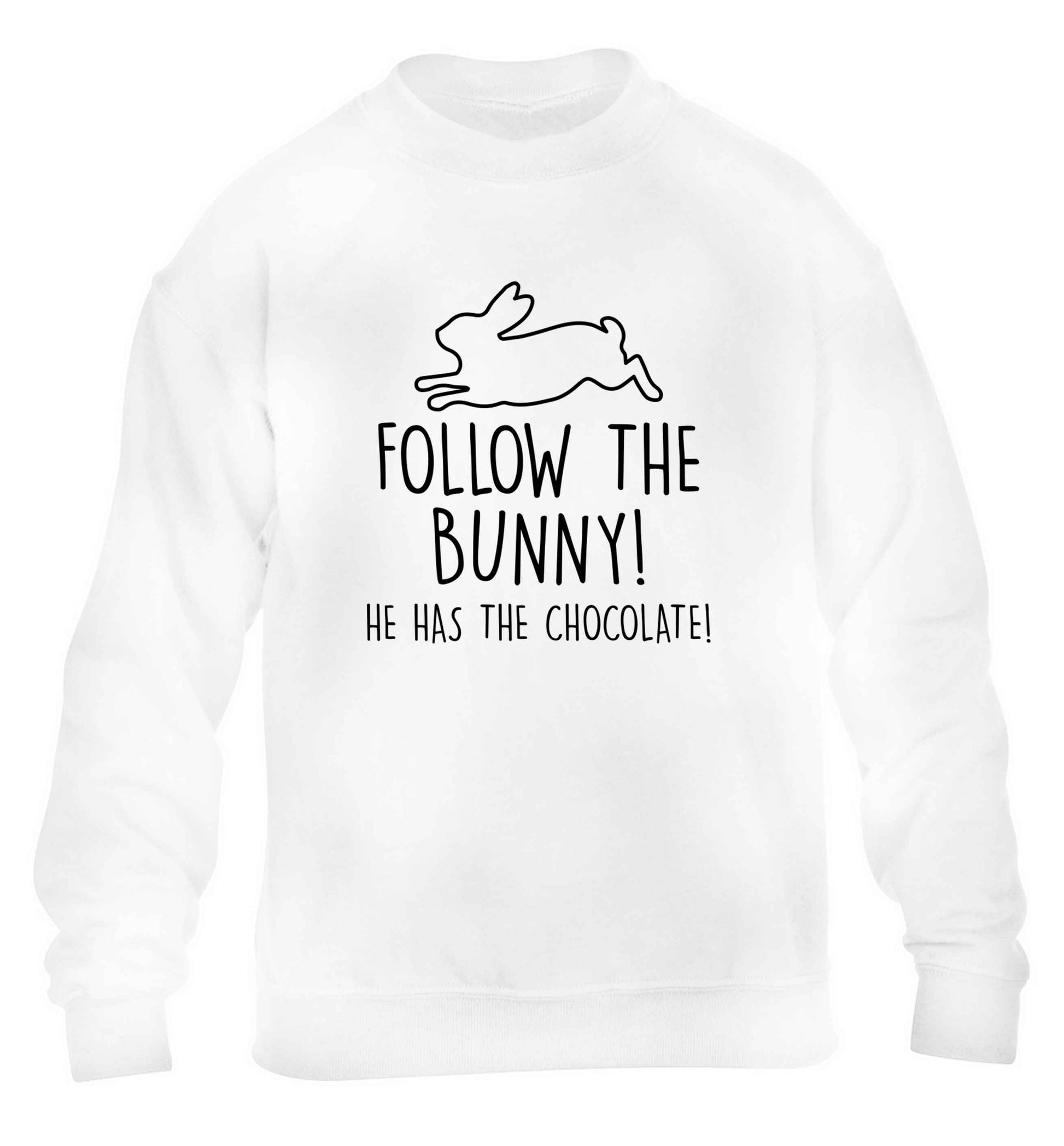 Follow the bunny! He has the chocolate children's white sweater 12-13 Years