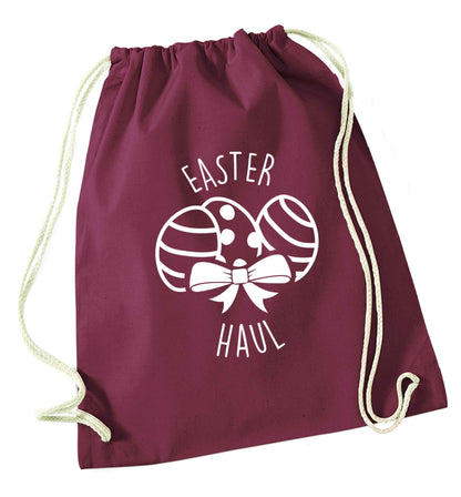 Easter haul maroon drawstring bag