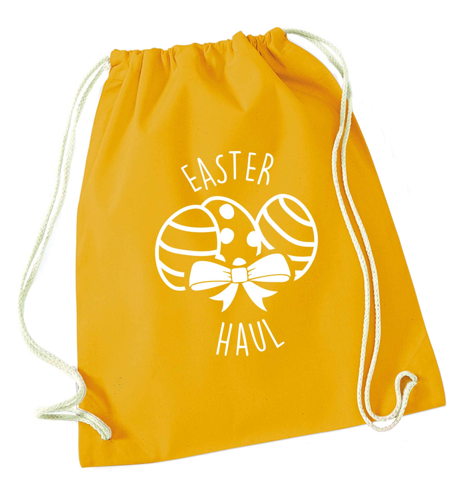 Easter haul mustard drawstring bag