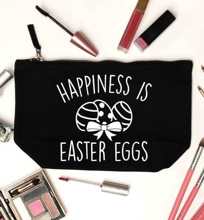Happiness is Easter eggs black makeup bag