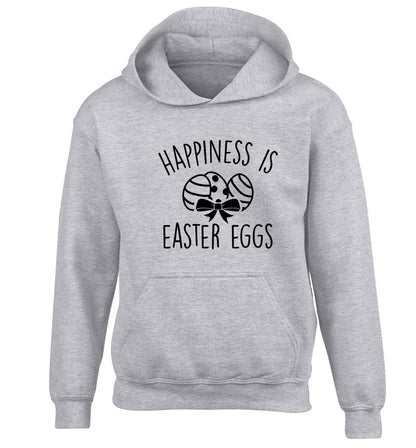 Happiness is Easter eggs children's grey hoodie 12-13 Years