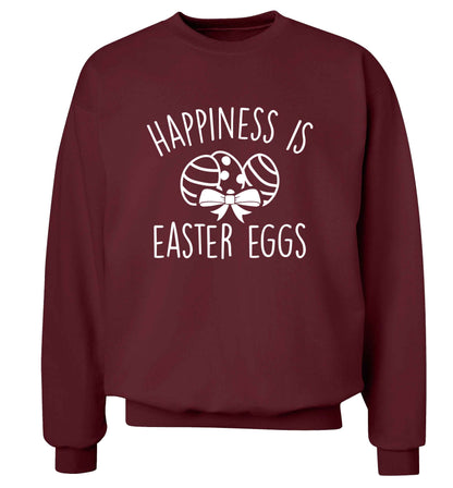 Happiness is Easter eggs adult's unisex maroon sweater 2XL