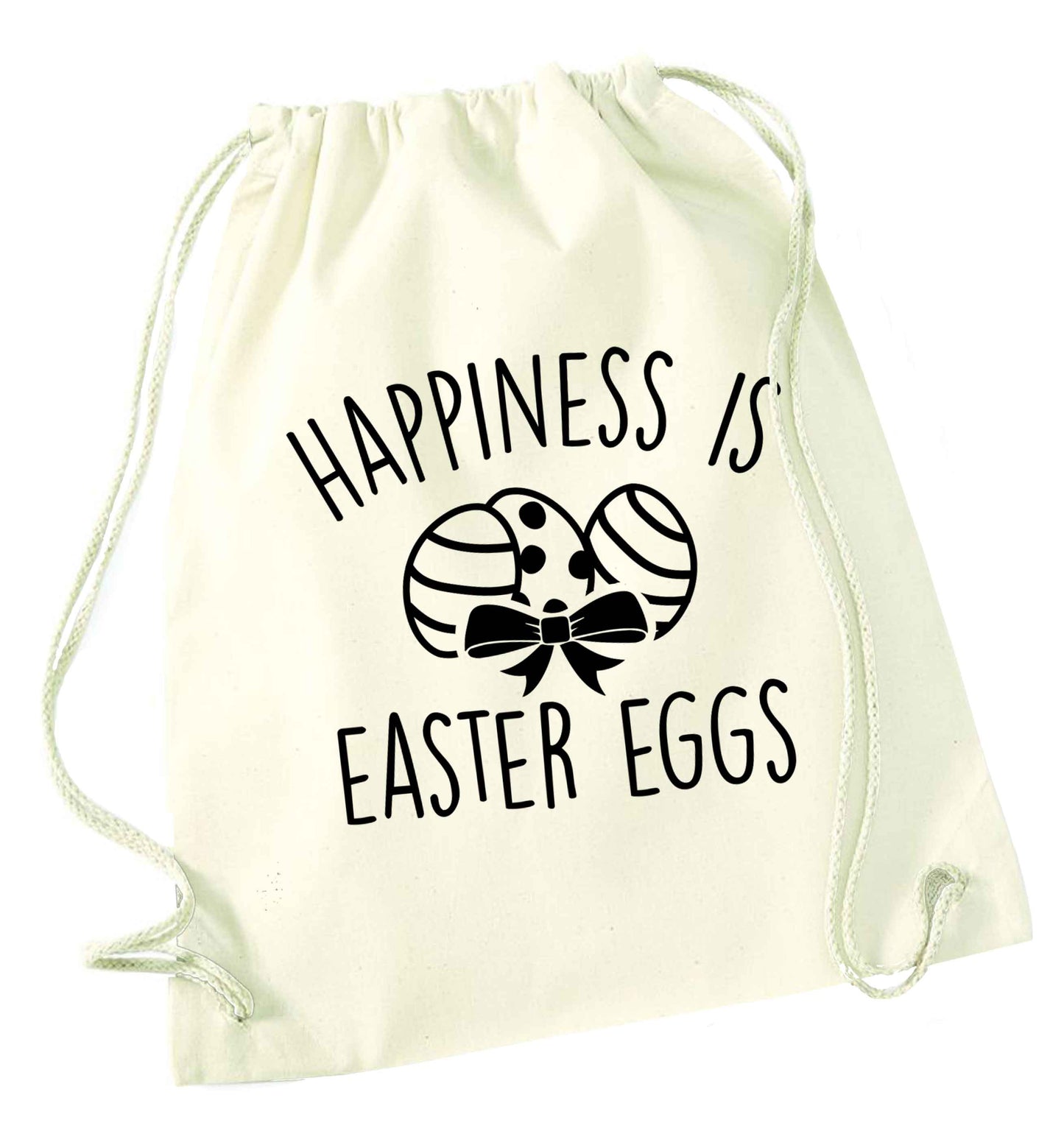 Happiness is Easter eggs natural drawstring bag