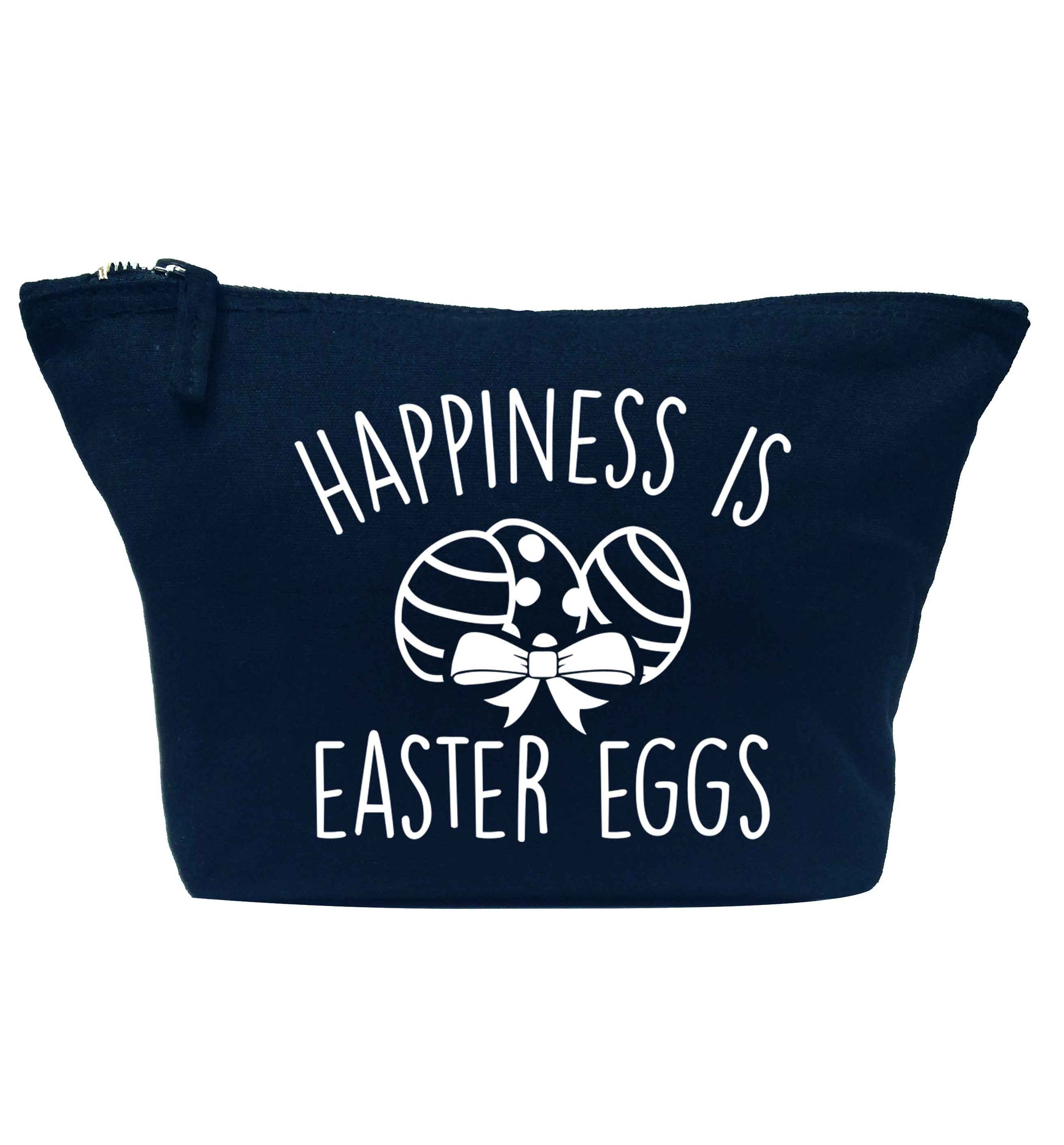 Happiness is Easter eggs navy makeup bag