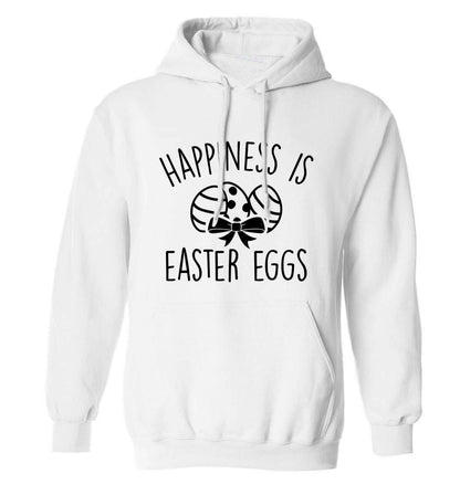 Happiness is Easter eggs adults unisex white hoodie 2XL