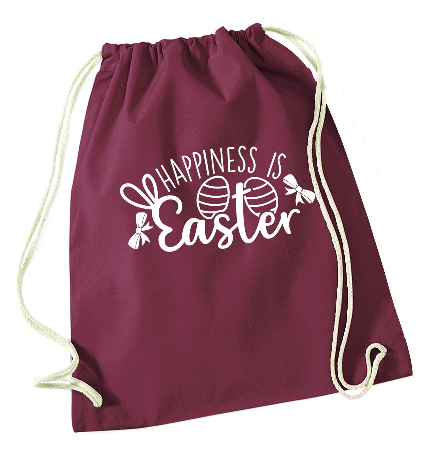 Happiness is easter maroon drawstring bag