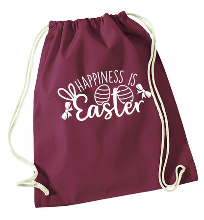 Happiness is easter maroon drawstring bag