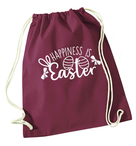 Happiness is easter maroon drawstring bag