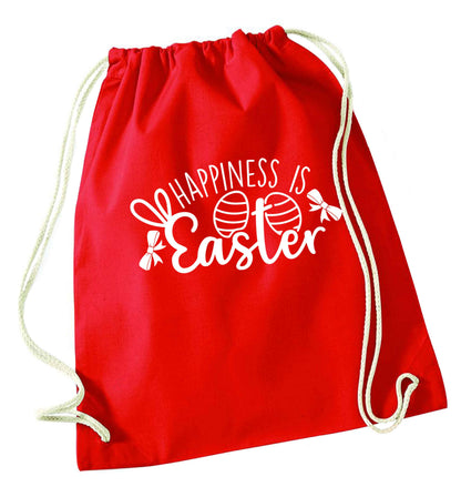 Happiness is easter red drawstring bag 