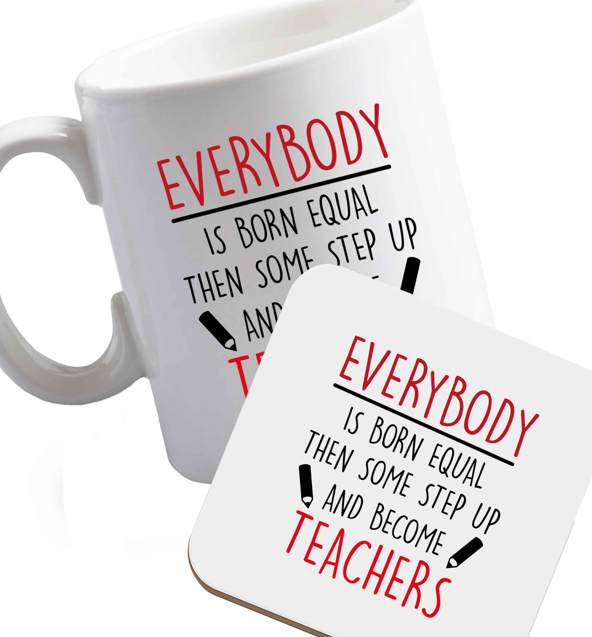 10 oz Favourite Type Pan Pancake ceramic mug and coaster set right handed