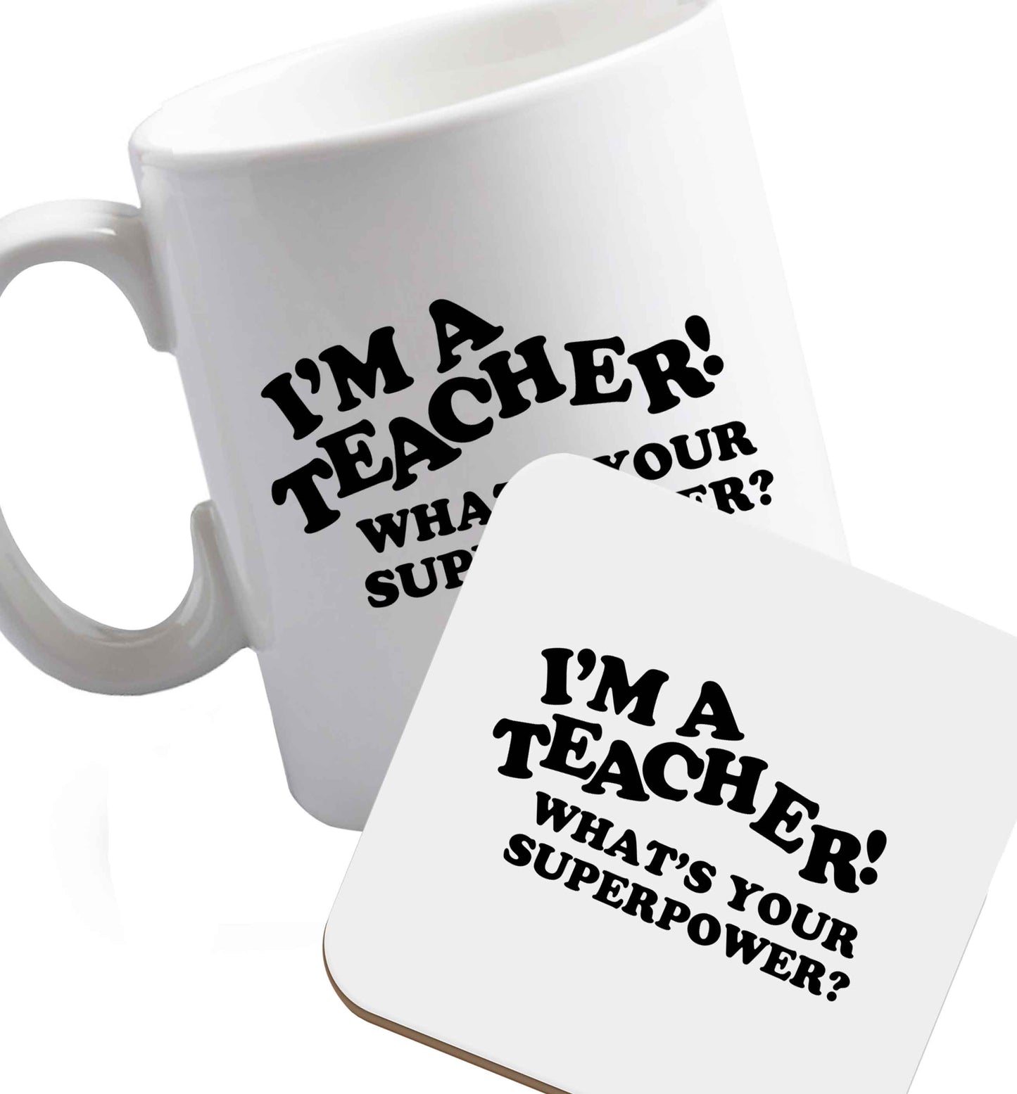 10 oz Favourite Type Pan Pancake ceramic mug and coaster set right handed