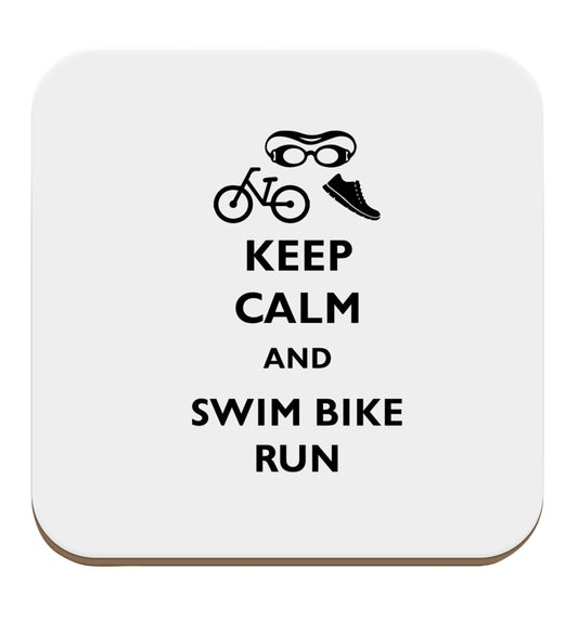 Keep calm and swim bike run set of four coasters