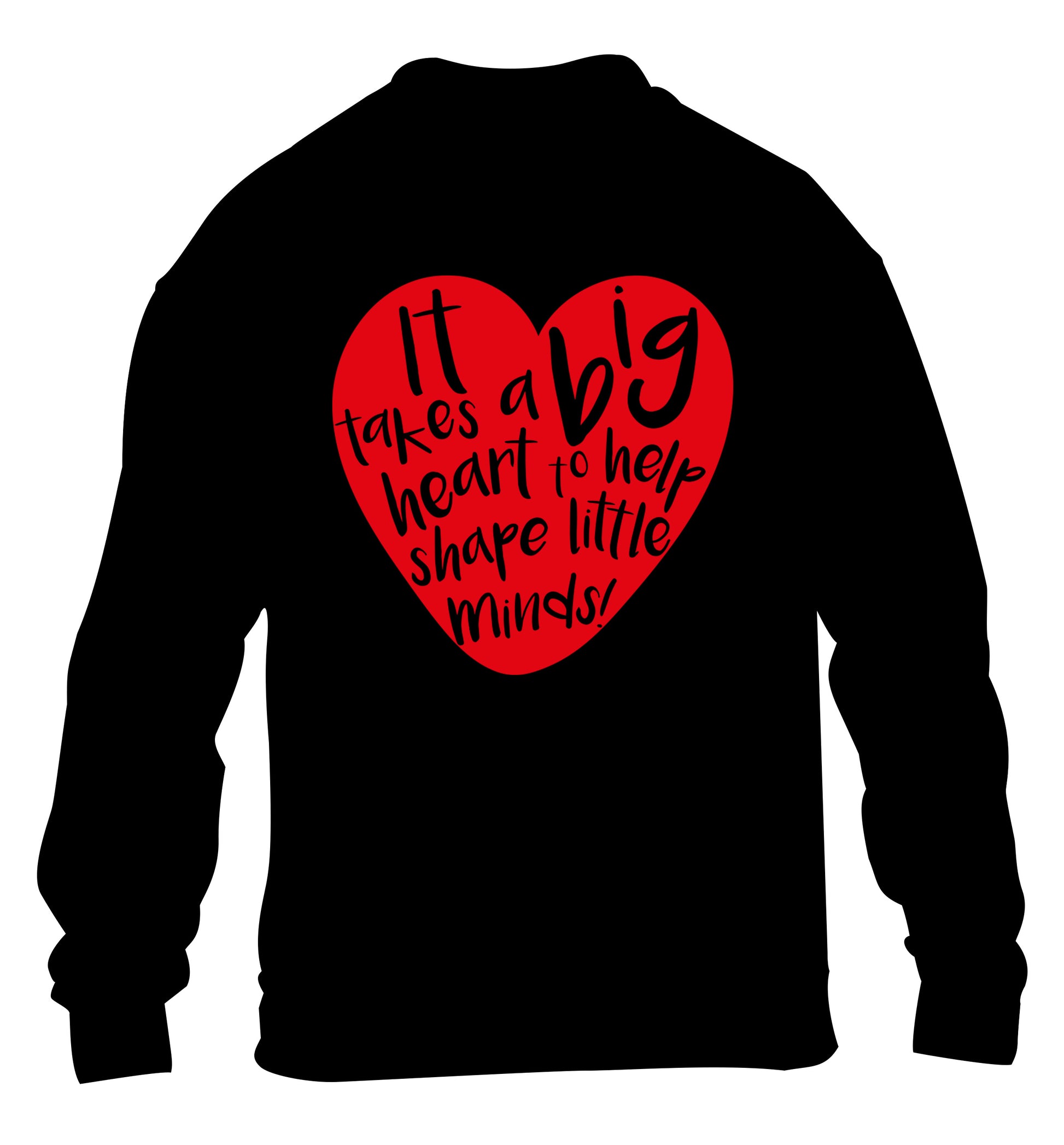 It takes a big heart to help teach little minds children's black sweater 12-14 Years