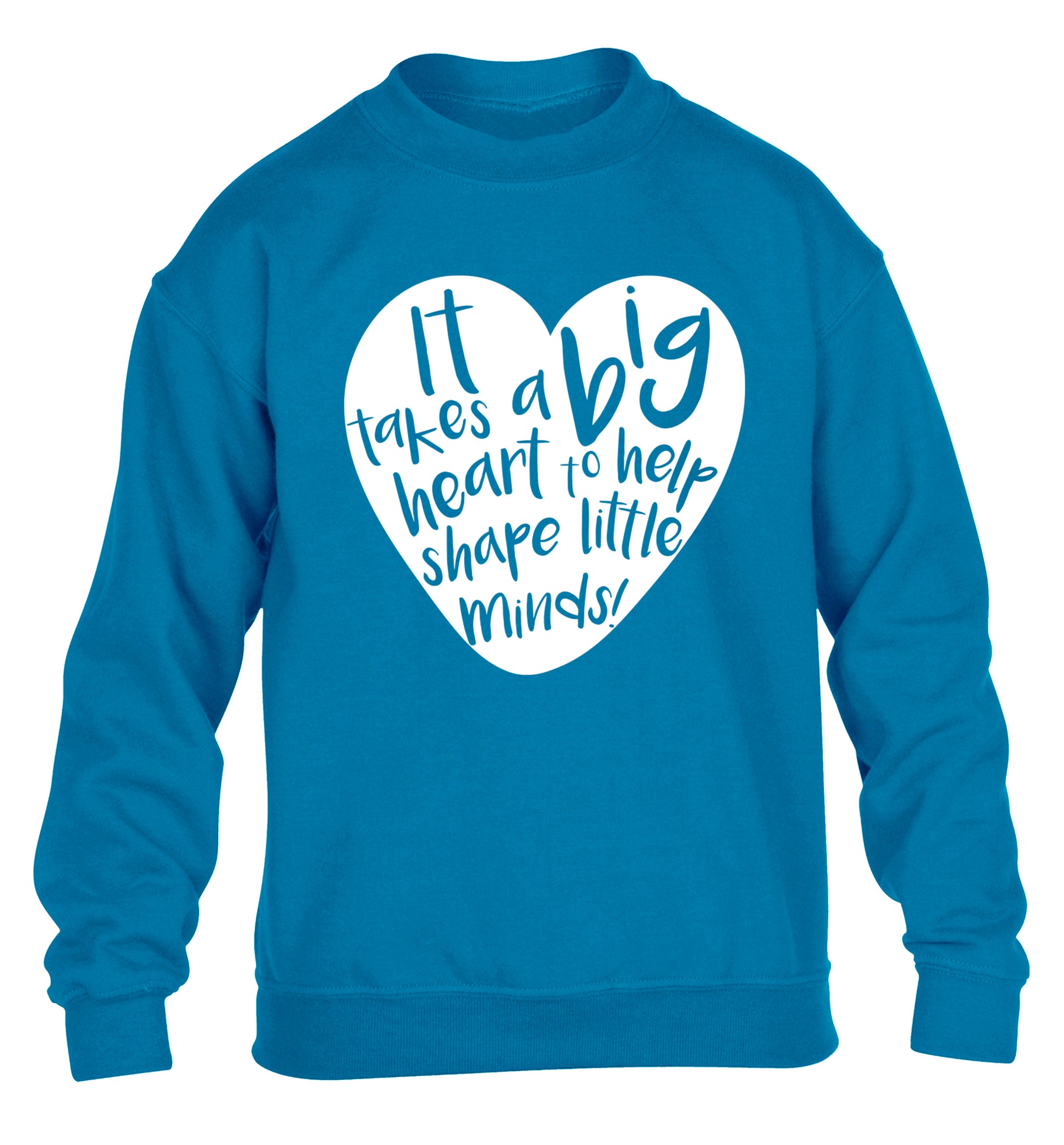 It takes a big heart to help teach little minds children's blue sweater 12-14 Years