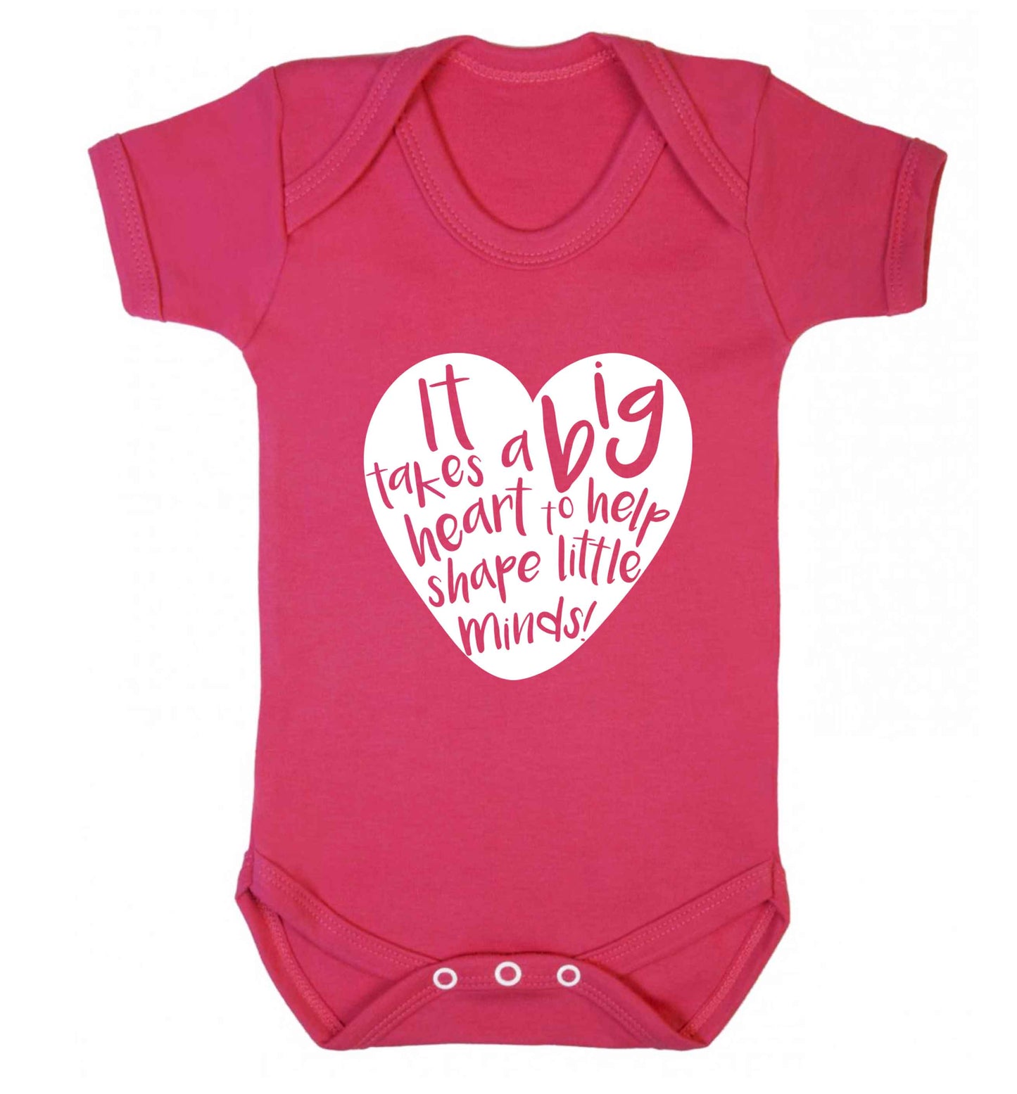 It takes a big heart to help shape little minds baby vest dark pink 18-24 months