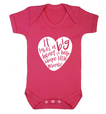 It takes a big heart to help shape little minds baby vest dark pink 18-24 months