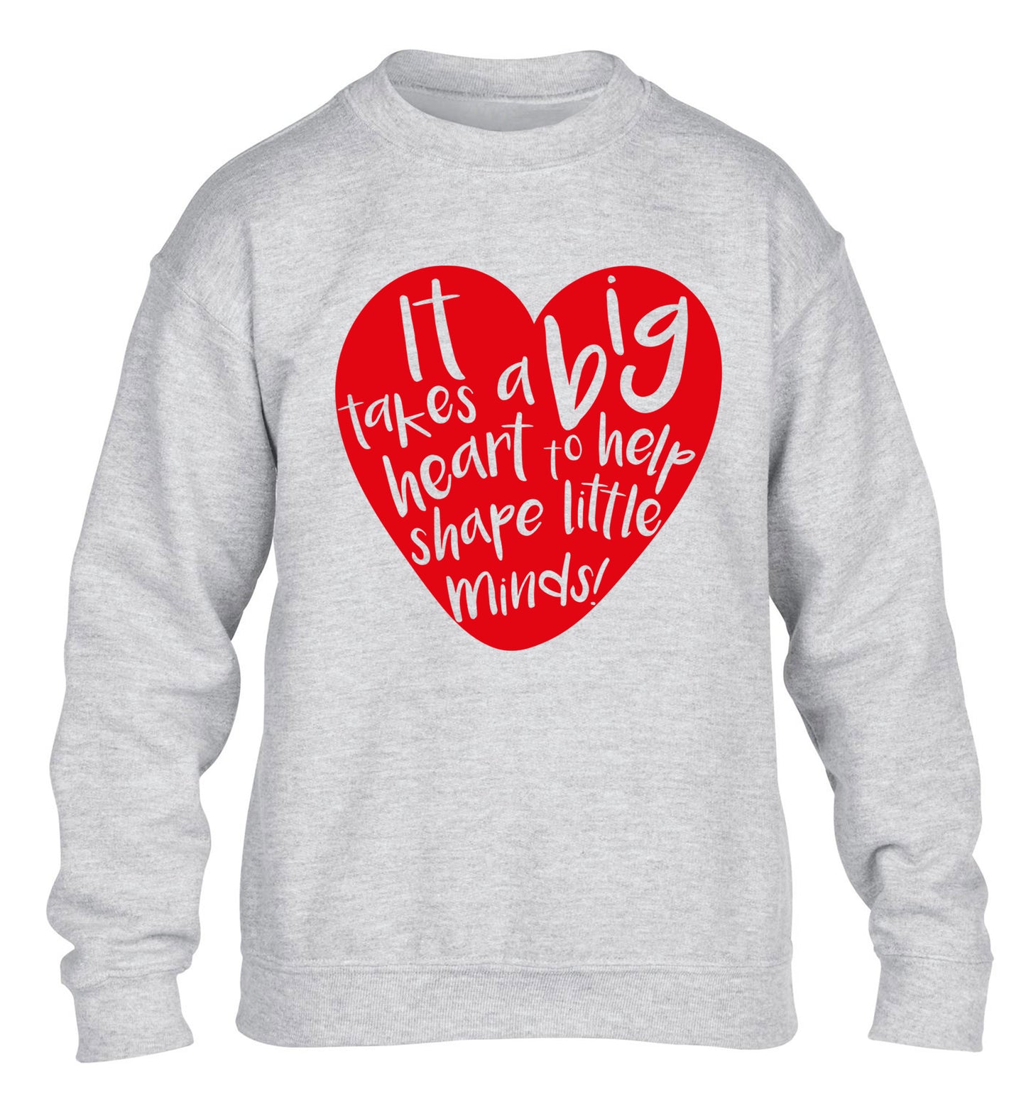 It takes a big heart to help teach little minds children's grey sweater 12-14 Years