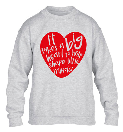 It takes a big heart to help teach little minds children's grey sweater 12-14 Years