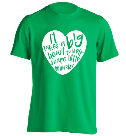 It takes a big heart to help teach little minds adults unisex green Tshirt 2XL