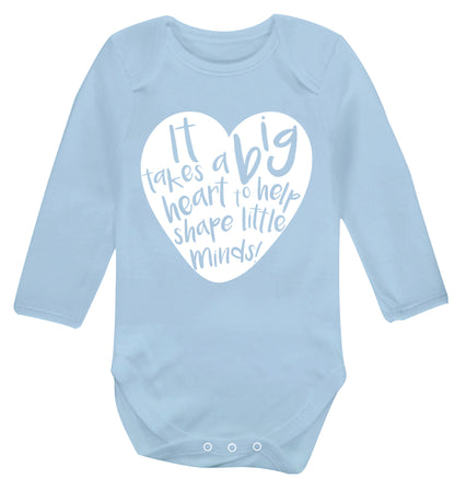 It takes a big heart to help teach little minds Baby Vest long sleeved pale blue 6-12 months