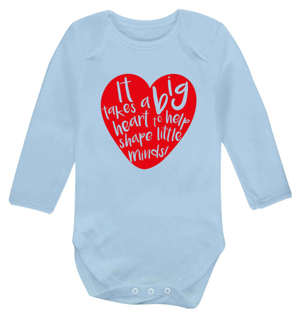 It takes a big heart to help shape little minds baby vest long sleeved pale blue 6-12 months
