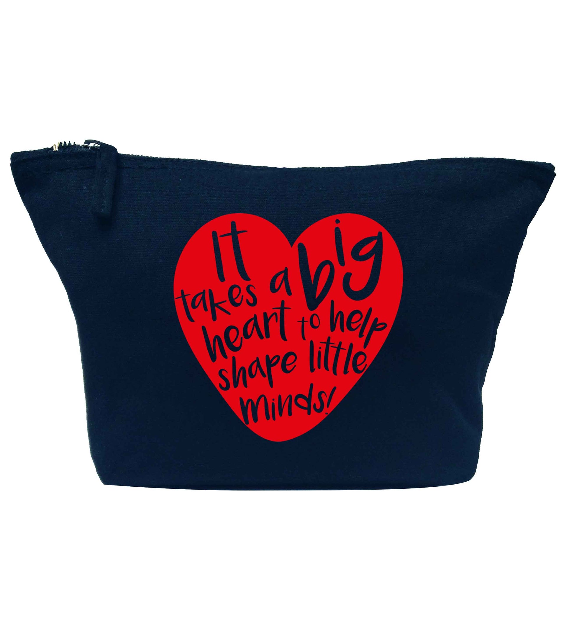 It takes a big heart to help shape little minds navy makeup bag
