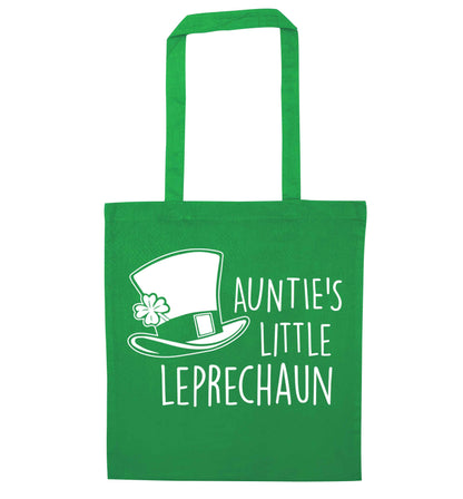 Auntie's little leprechaun green tote bag