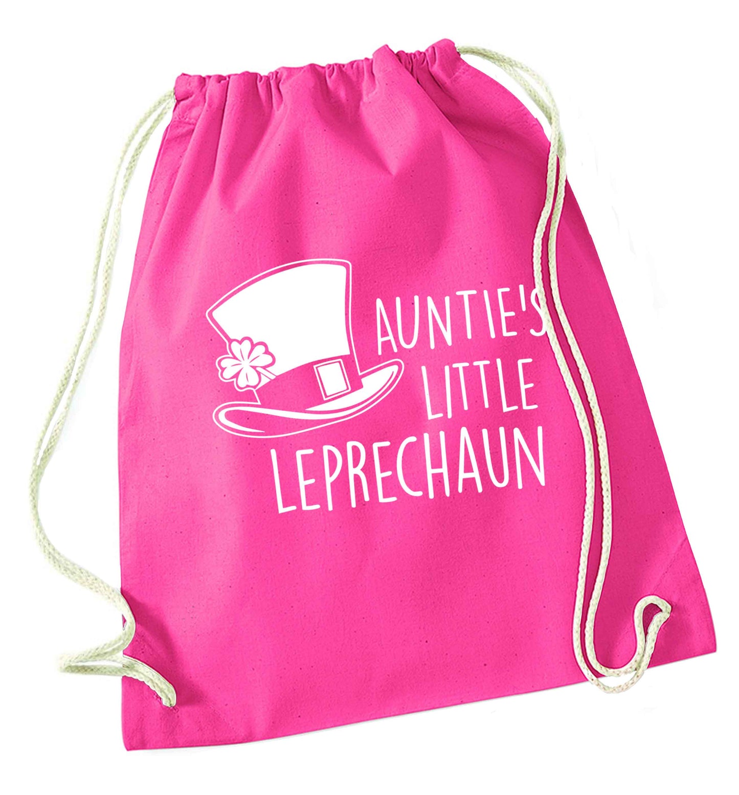Auntie's little leprechaun pink drawstring bag