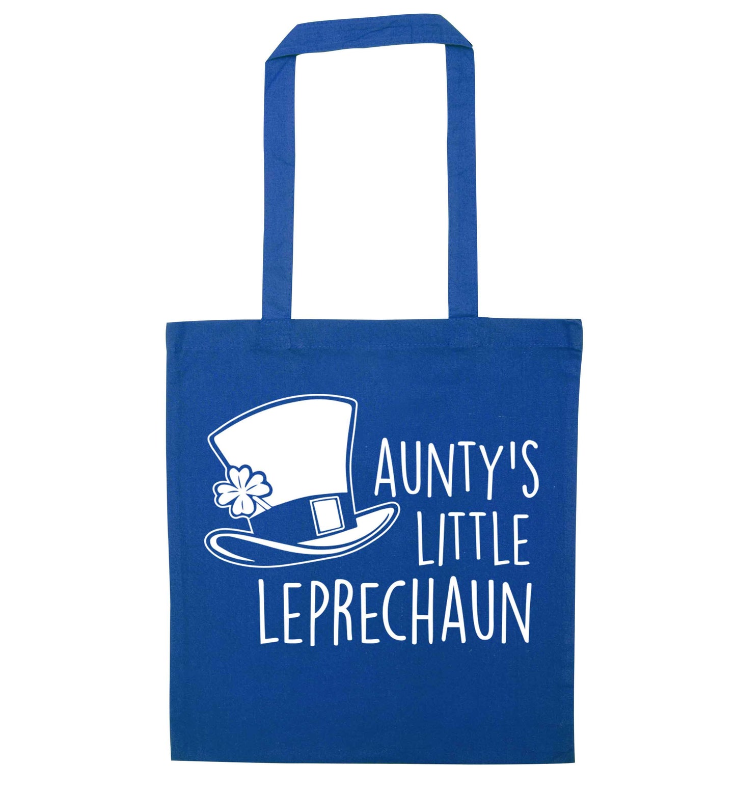 Aunty's little leprechaun blue tote bag