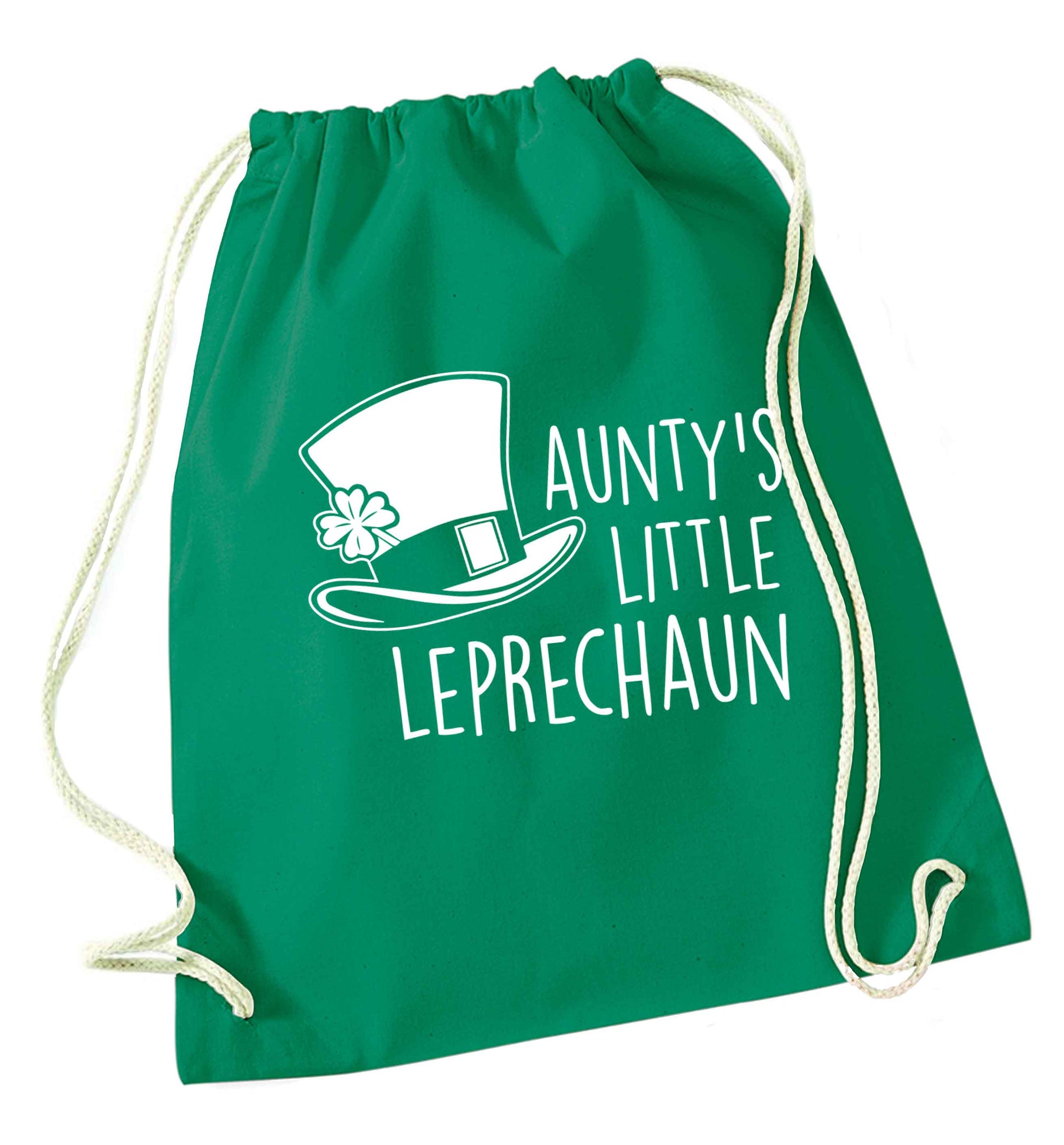 Aunty's little leprechaun green drawstring bag