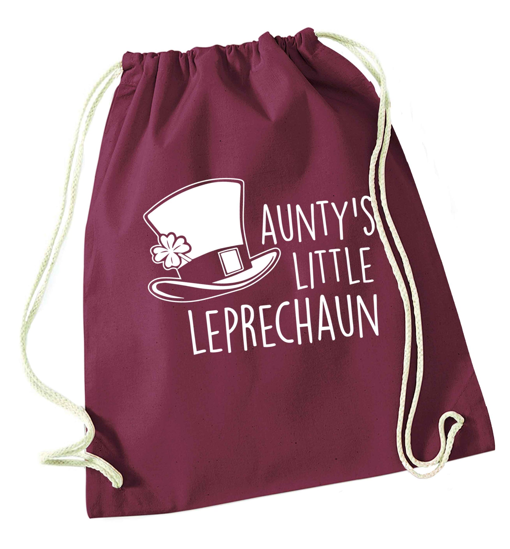 Aunty's little leprechaun maroon drawstring bag