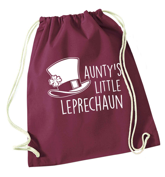 Aunty's little leprechaun maroon drawstring bag