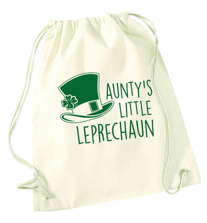 Aunty's little leprechaun natural drawstring bag