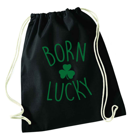  Born Lucky black drawstring bag
