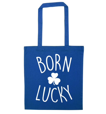  Born Lucky blue tote bag
