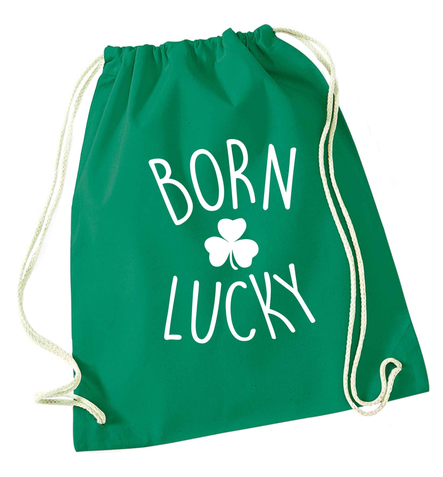  Born Lucky green drawstring bag