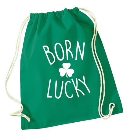  Born Lucky green drawstring bag