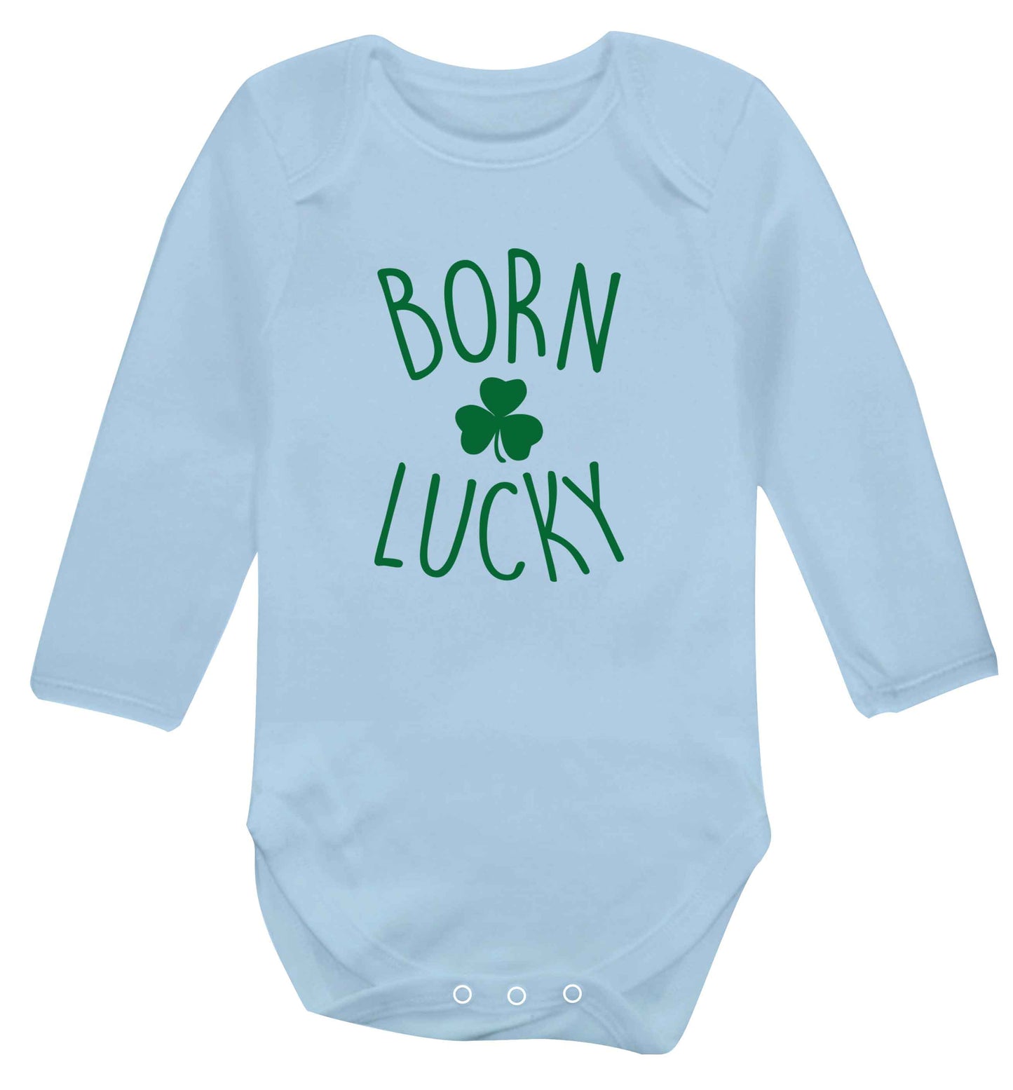 Born Lucky baby vest long sleeved pale blue 6-12 months
