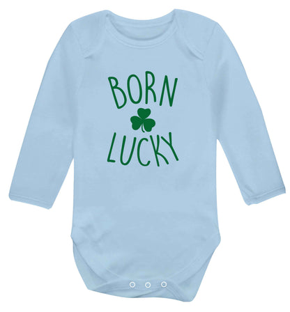 Born Lucky baby vest long sleeved pale blue 6-12 months