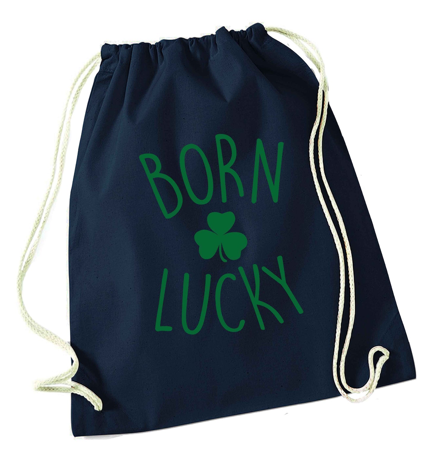  Born Lucky navy drawstring bag