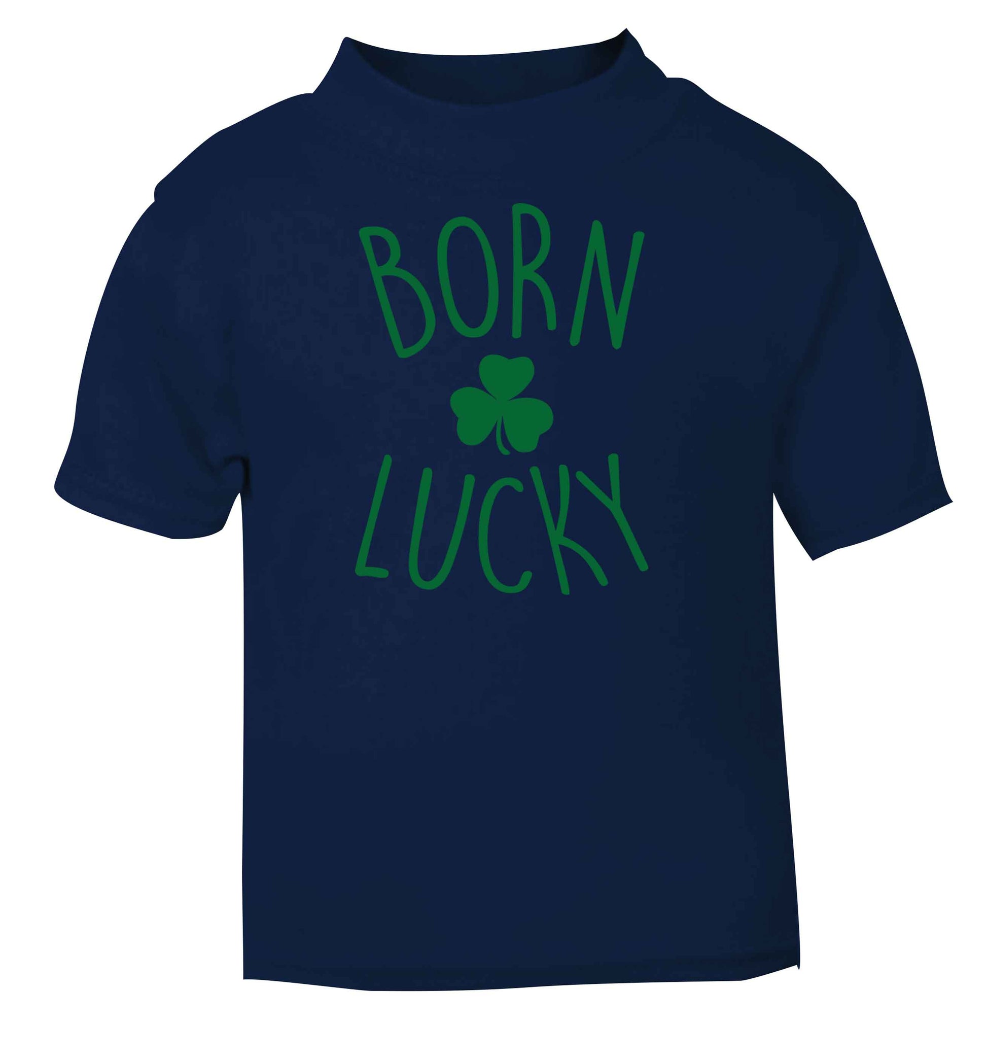 Born Lucky navy baby toddler Tshirt 2 Years