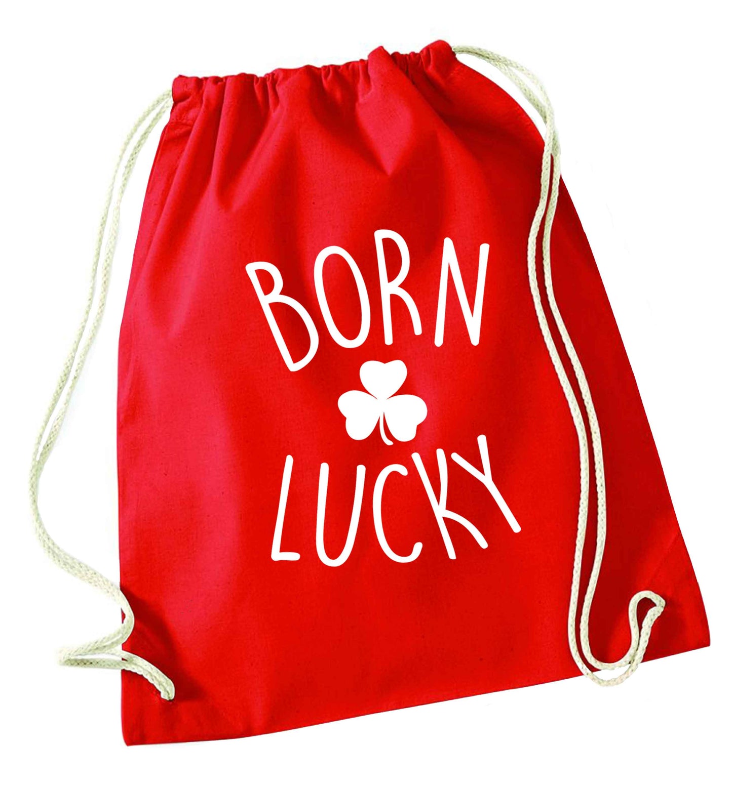  Born Lucky red drawstring bag 