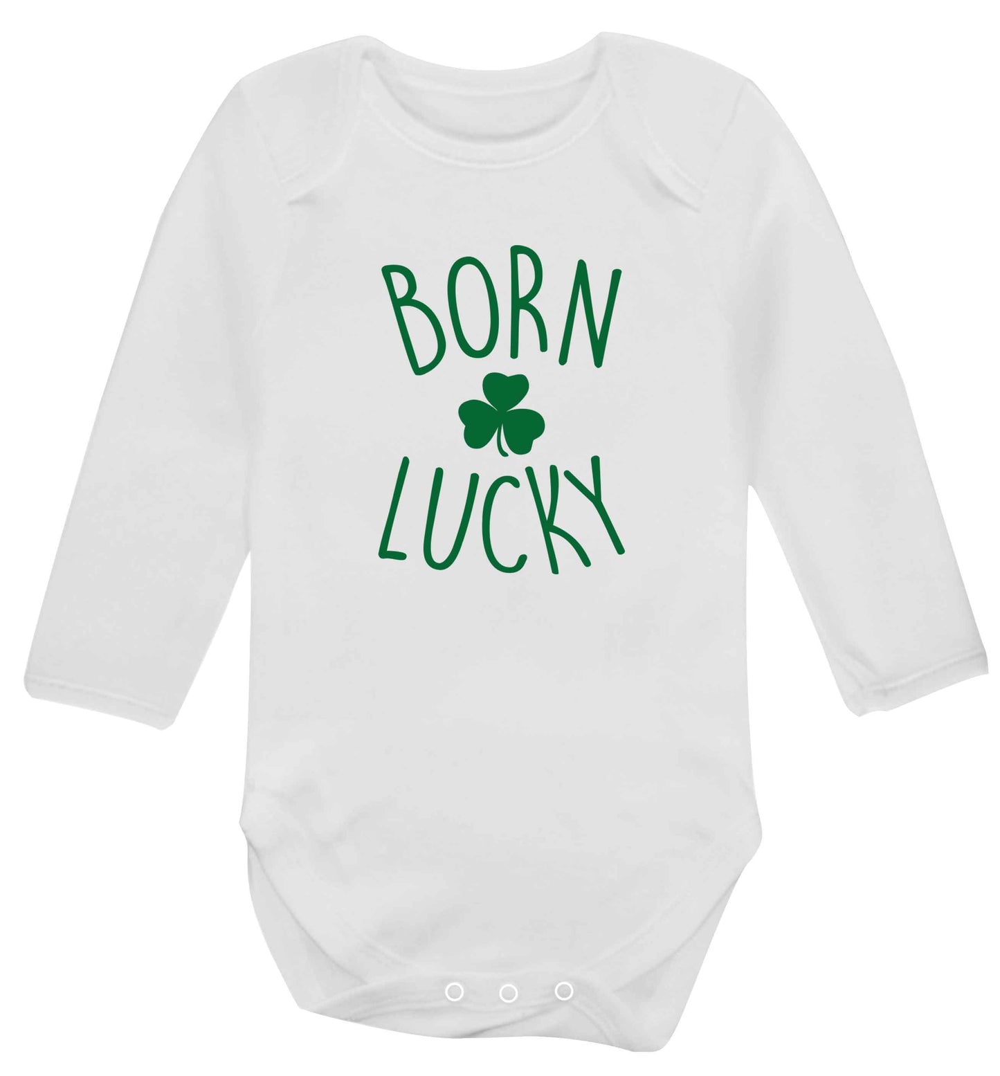 Born Lucky baby vest long sleeved white 6-12 months