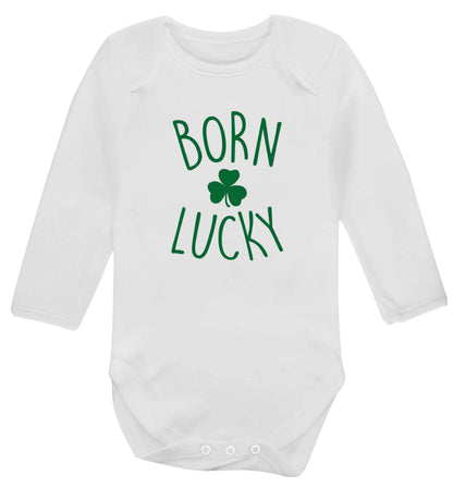 Born Lucky baby vest long sleeved white 6-12 months